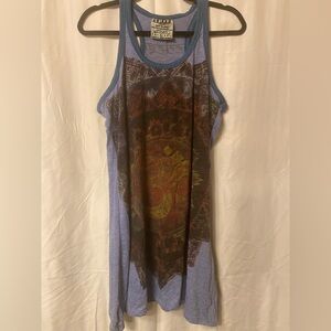 SURE DESIGN SHIRTS Blue Graphic Tank Top Dress.